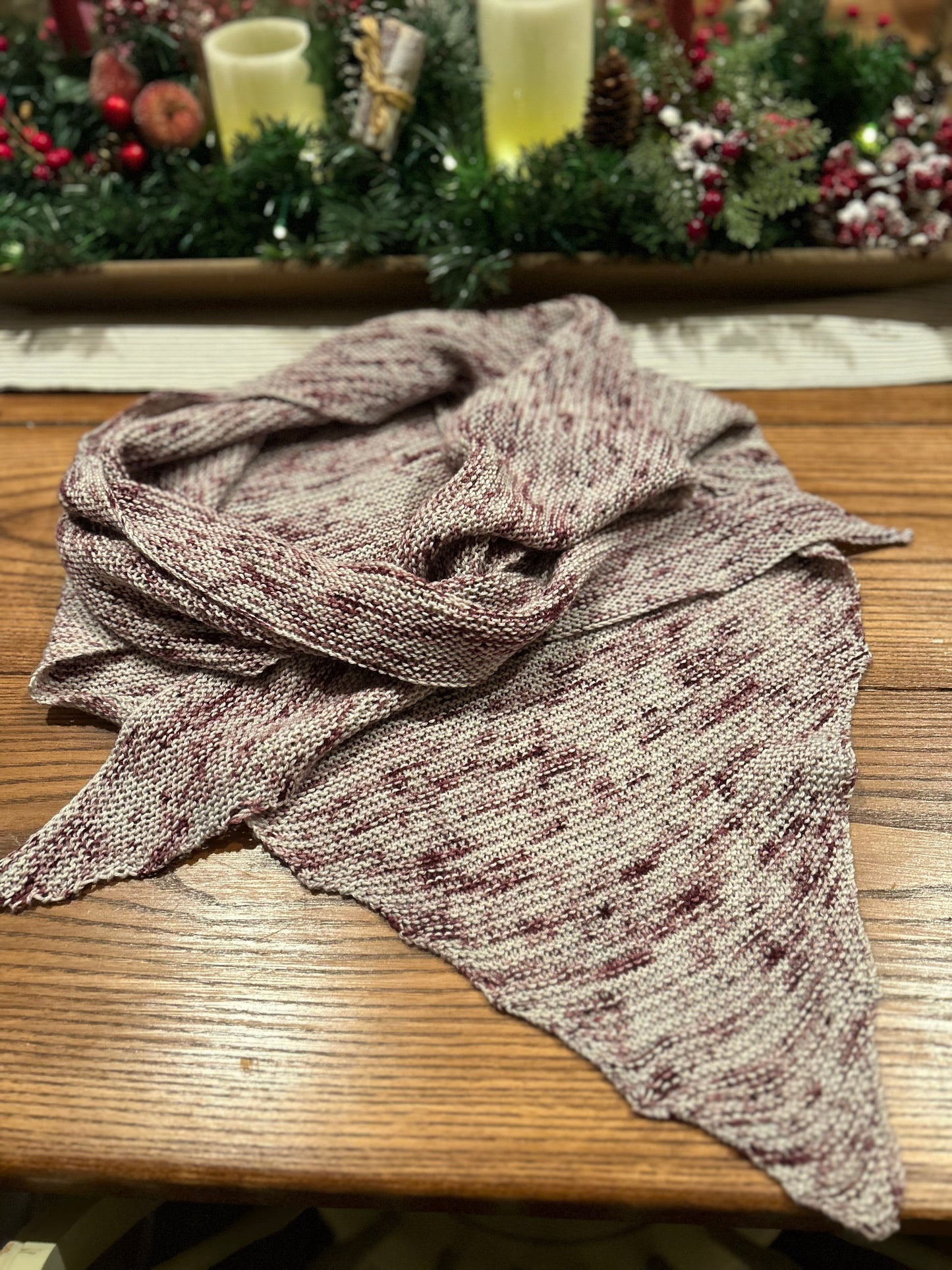 Winter Berry Triangle Scarf